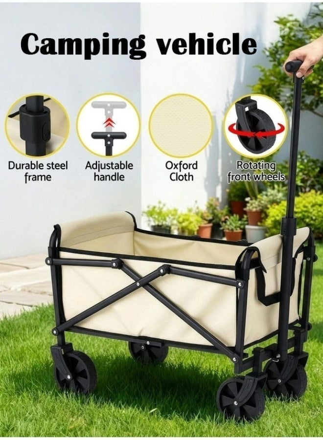 PHISMA Folding Wagon Garden Cart Folding Trolley Cart Outdoor Wagon Collapsible With Removable Fabric Festival Garden Camping Picnic Cart Supports Max 265lbs Capacity Transport Trailer - Image 1