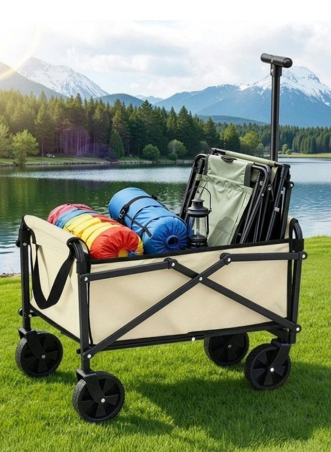 PHISMA Folding Wagon Garden Cart Folding Trolley Cart Outdoor Wagon Collapsible With Removable Fabric Festival Garden Camping Picnic Cart Supports Max 265lbs Capacity Transport Trailer - Image 3
