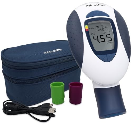 Microlife (Deluxe Kit) Digital Peak Flow Meter Tests PEF / FEV1 / Early Detection of Asthma Attacks | Spirometer for Kids & Adults | Perfect for Monitoring Asthma, COPD & other Lung Conditions at Home - Image 1