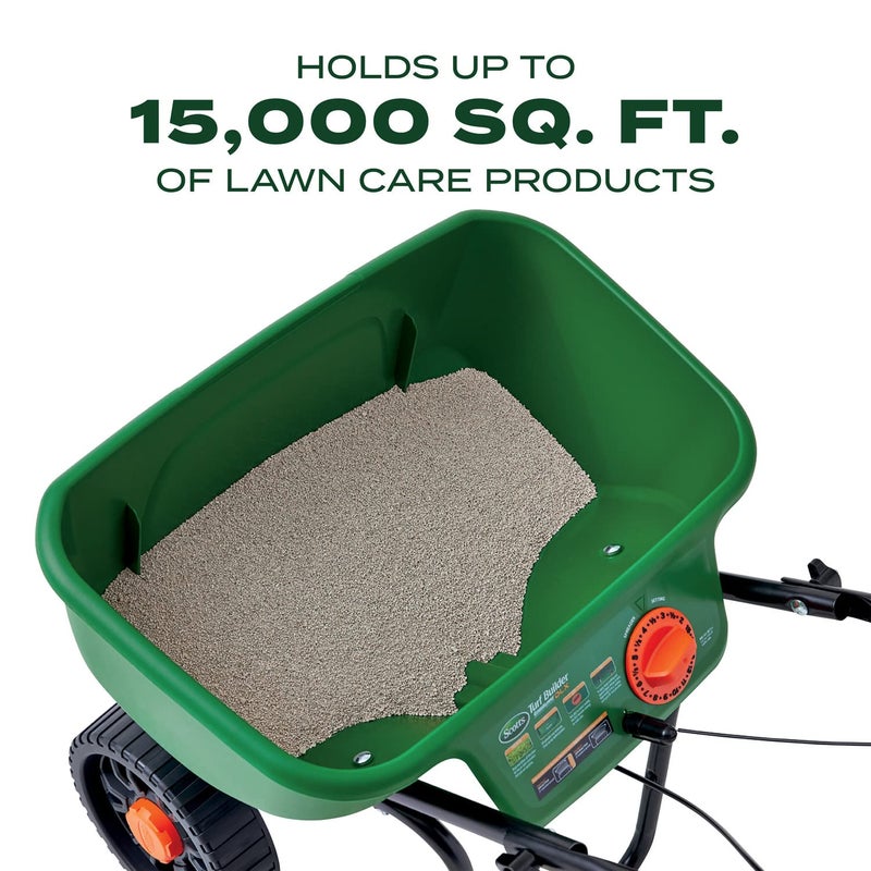 Scotts Turf Builder EdgeGuard DLX Broadcast Spreader - Spreader For Lawn Fertilizer, Weed & Insect Control, Grass Seed, and Ice Melt, Holds Up To 15,000 sq. ft. of Product - Image 4
