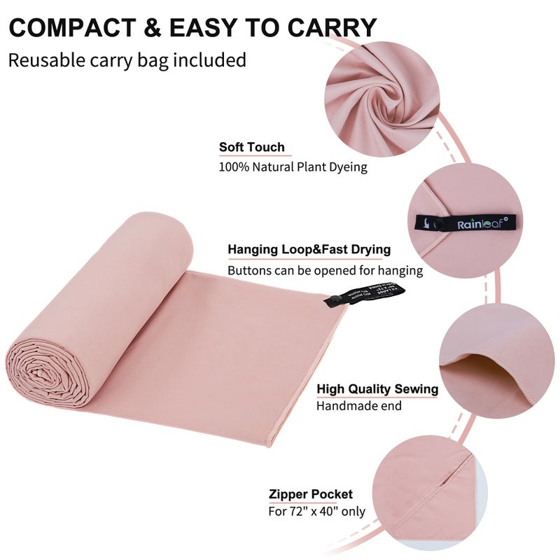 Rainleaf Microfiber Towel Perfect Travel & Gym & Camping Towel. Quick Dry - Super Absorbent - Ultra Compact - Lightweight. Suitable for Trip, Beach, Shower, Backpacking, Pool - Image 3