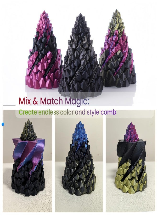 Yonaso 3 Pack Impossible Cone ，Spiral Cone Fidget Toys - Christmas Pine Cone Design with 3-Tier Stackable Spirals,3D Printed Desk Decor for Anxiety Relief, Cool Office Gift Set for Adults&Kids - Image 3