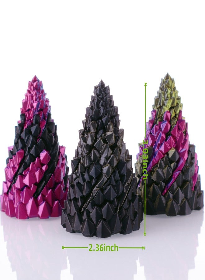 Yonaso 3 Pack Impossible Cone ，Spiral Cone Fidget Toys - Christmas Pine Cone Design with 3-Tier Stackable Spirals,3D Printed Desk Decor for Anxiety Relief, Cool Office Gift Set for Adults&Kids - Image 2