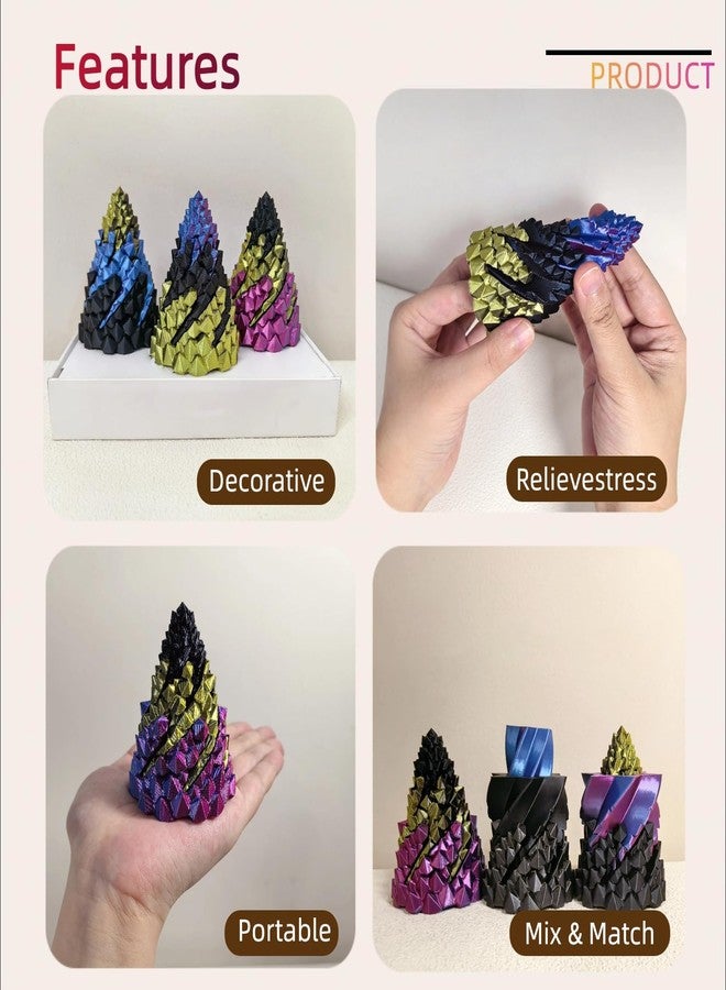 Yonaso 3 Pack Impossible Cone ，Spiral Cone Fidget Toys - Christmas Pine Cone Design with 3-Tier Stackable Spirals,3D Printed Desk Decor for Anxiety Relief, Cool Office Gift Set for Adults&Kids - Image 4