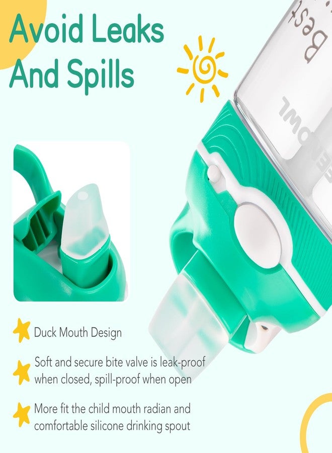 PHEENOWL Kids Water Bottle with Straw & Handle - 16oz/480ml Tritan Renew, BPA Free, Leakproof, Dishwasher Safe for School, Travel - Girls & Boys (Green Dino) - Image 3