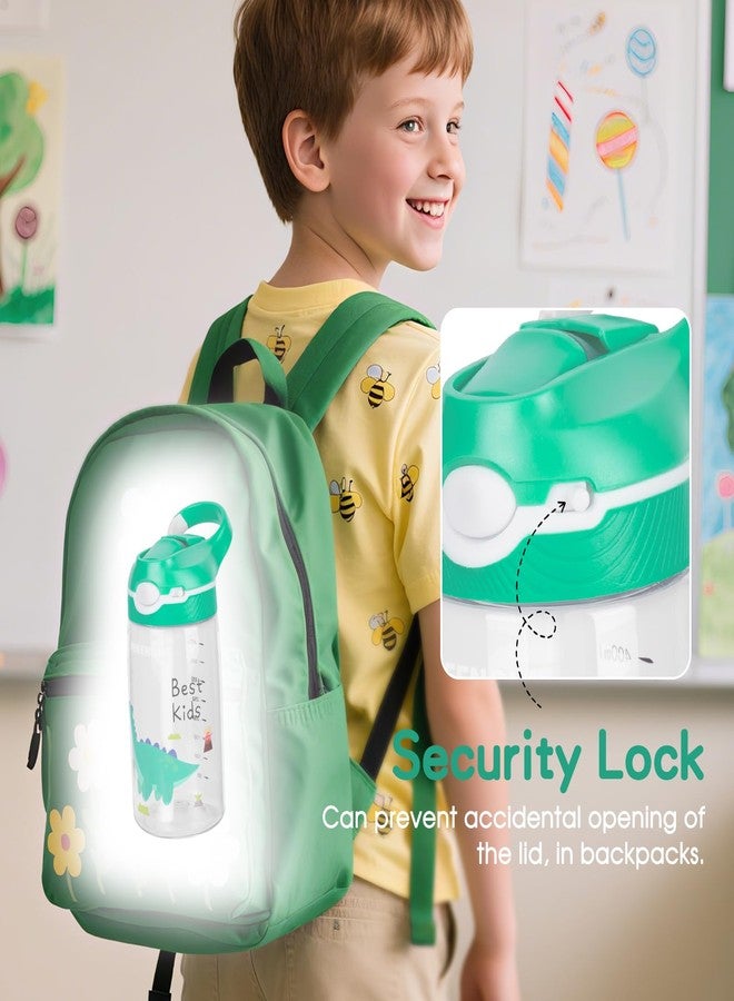 PHEENOWL Kids Water Bottle with Straw & Handle - 16oz/480ml Tritan Renew, BPA Free, Leakproof, Dishwasher Safe for School, Travel - Girls & Boys (Green Dino) - Image 5