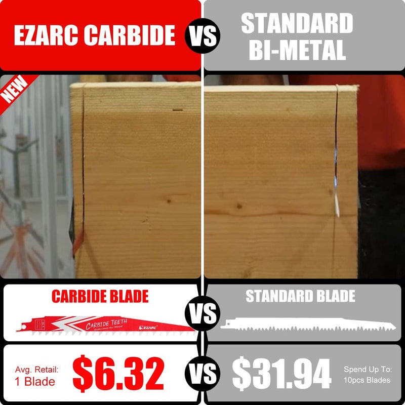 EZARC Carbide Reciprocating Saw Blade R943HM Endurance for Hard Wood 9-Inch 3TPI, 3-Pack - Image 4