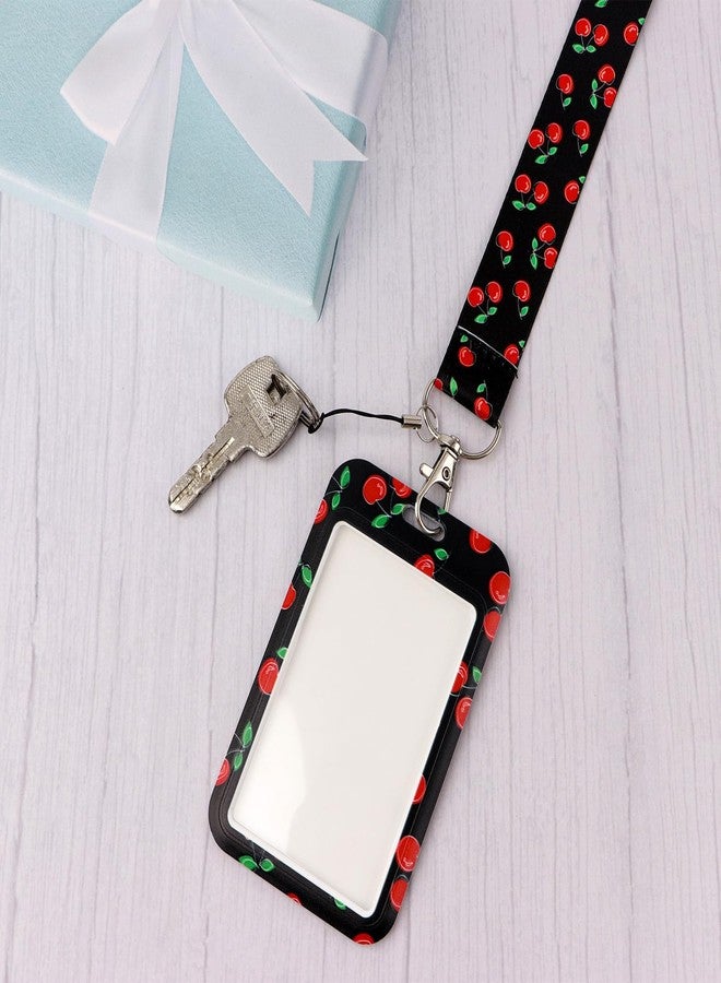 DMLSKY Cherry Lanyard with Badge Clip Holder, Soft Fabric Lanyards for ID Badges and Retractable Badge Reel Holder with Carabiner Hook, Vertical Name Badge for Nurse Teacher - Image 4
