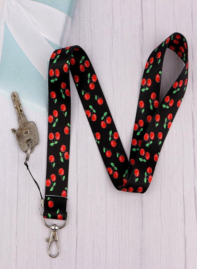 DMLSKY Cherry Lanyard with Badge Clip Holder, Soft Fabric Lanyards for ID Badges and Retractable Badge Reel Holder with Carabiner Hook, Vertical Name Badge for Nurse Teacher - Image 2