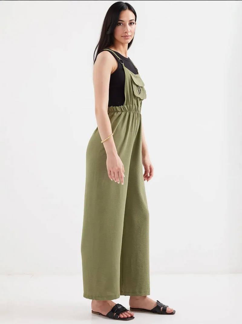 بيغ دارت بنطلون دنيم فضفاض طويل بحمالات وجيب