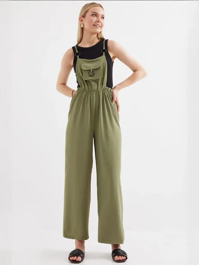 BIG DART BDART Relaxed Fit Long Denim Overalls with Pocket