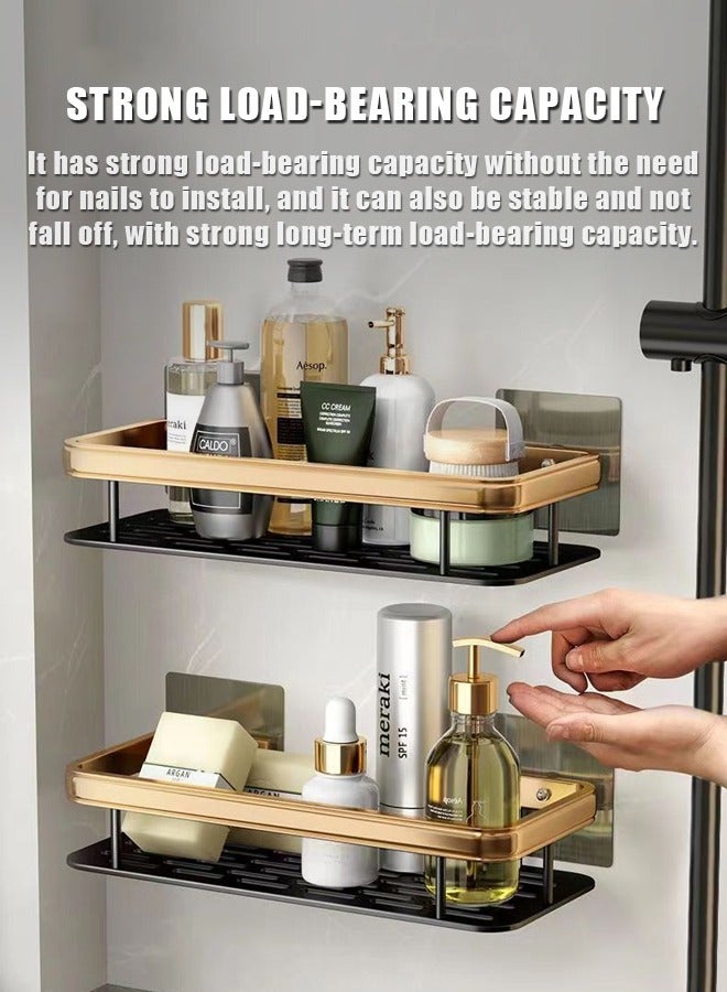 BiuTFon Shower Caddy Shelf Pack of 2, No Drilling Wall Mounted Shower Organizer, Rustproof Bath Storage Basket for Bathroom Toilet Kitchen - Image 4