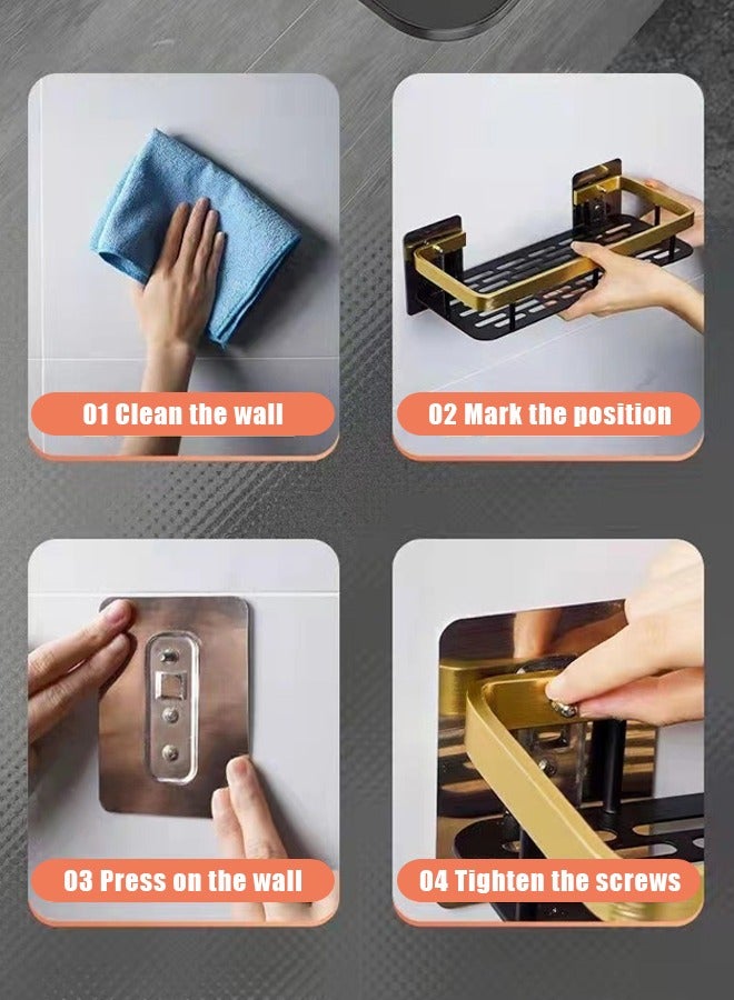 BiuTFon Shower Caddy Shelf Pack of 2, No Drilling Wall Mounted Shower Organizer, Rustproof Bath Storage Basket for Bathroom Toilet Kitchen - Image 5