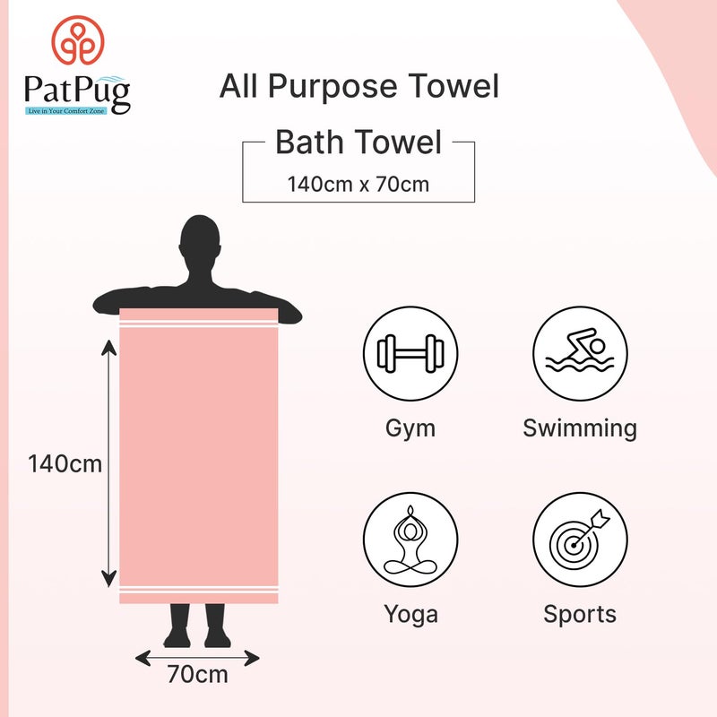 PatPug Coral Microfiber, Ultrasoft, Comfortable, Highly Absorbent, Quick Drying Large Bath Towel (Blue and Pink) - Image 4