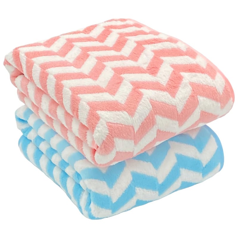PatPug Coral Microfiber, Ultrasoft, Comfortable, Highly Absorbent, Quick Drying Large Bath Towel (Blue and Pink) - Image 1