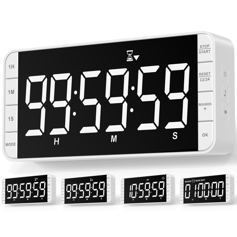 MeesMeek 7.8'' Extra Large Rechargeable LED Kitchen Timer - 99H Countdown/Countup, 3 Brightness, 5 Alarms, 4 Volume Levels | Magnetic Large Timer for Cooking, Classroom, Home Gym - Image 1