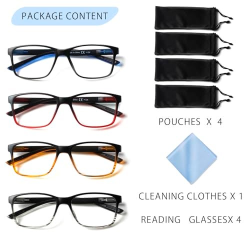 VisiWell 4 Pack Progressive Multifocus Reading Glasses Blue Light Blocking Readers for Men Women with Spring Hinge (4 Mix Color, 2.50, x) - Image 5