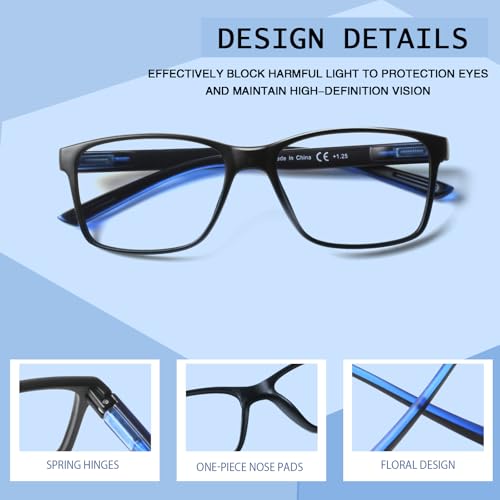 VisiWell 4 Pack Progressive Multifocus Reading Glasses Blue Light Blocking Readers for Men Women with Spring Hinge (4 Mix Color, 2.50, x) - Image 4