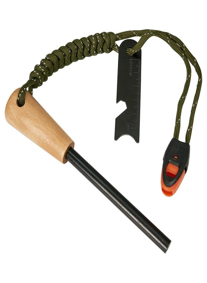 NOOPEL Fire Starter Survival Tool, 5/16" Ferro Rod with Paracord Lanyard, Multi-Tool Striker and Wooden Handle, Flint and Steel Fire Starter Kit for Your Hiking, Backpacking and Camping Essentials - Image 1