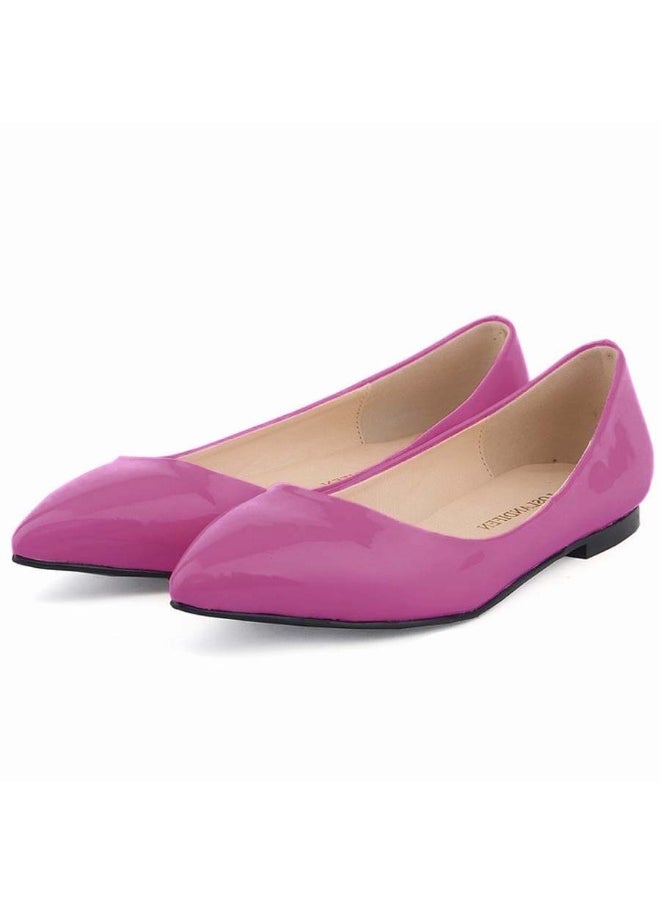 Loquat Candy-colored pointed-toe flat-heeled sweet and versatile women's single shoes 1cm Purple  - Image 2