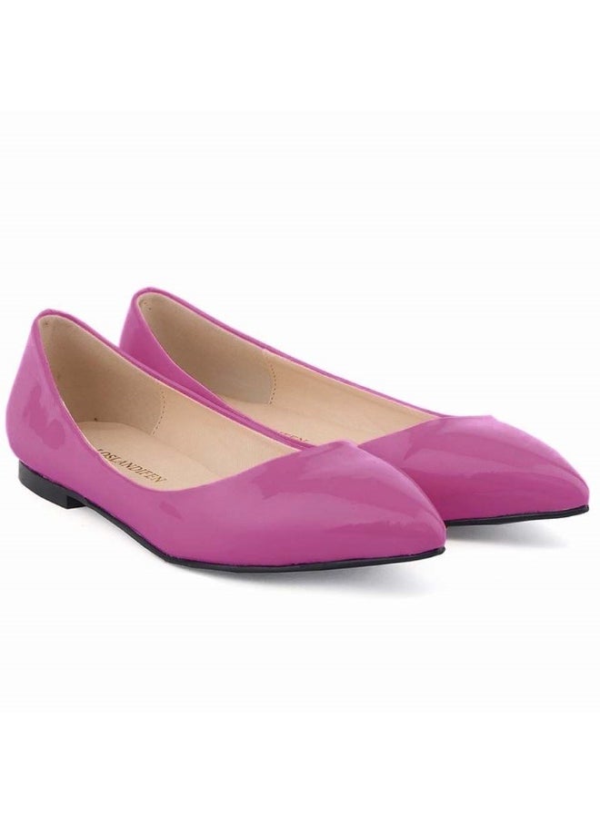 Loquat Candy-colored pointed-toe flat-heeled sweet and versatile women's single shoes 1cm Purple  - Image 1
