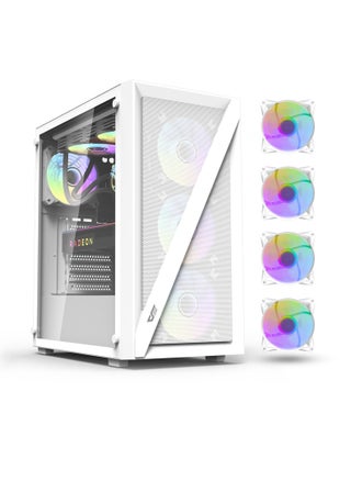 DarkFlash DK260 Air Mesh Mid-Tower Gaming Computer Case, ATX M-ATX ITX Gaming PC Case 4x Pre-Installed ARGB Fans, 360mm Radiator, 6x Fans Support, Steel and Tempered Glass, Graphics Card Support - pzsku/ZCDC7992929809FCE4206Z/45/_/1738486136/ac1abdcb-97bf-415d-9b1d-15825b35b8e4
