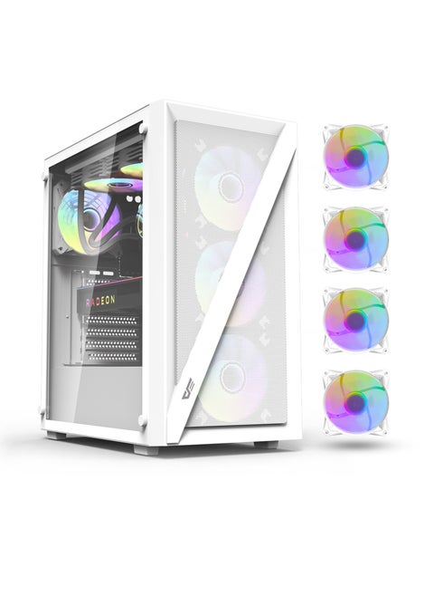 DarkFlash DK260 Air Mesh Mid-Tower Gaming Computer Case, ATX M-ATX ITX Gaming PC Case 4x Pre-Installed ARGB Fans, 360mm Radiator, 6x Fans Support, Steel and Tempered Glass, Graphics Card Support