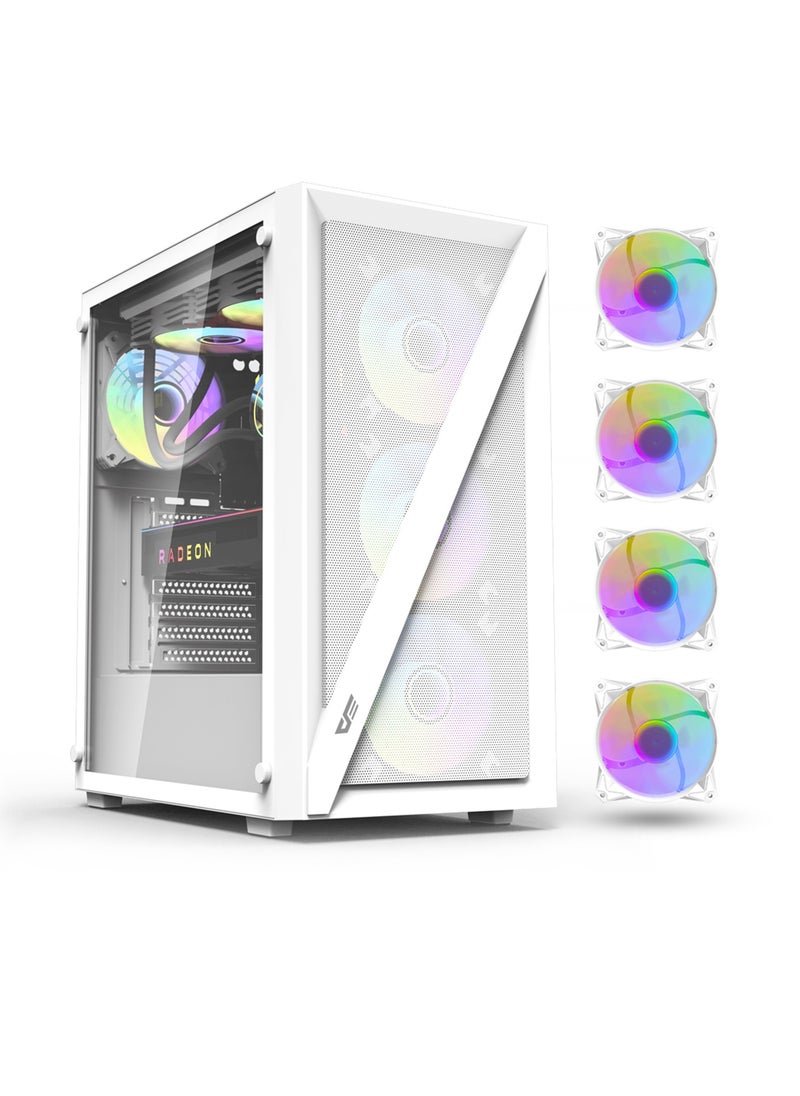 DarkFlash DarkFlash DK260 Air Mesh Mid-Tower Gaming Computer Case, ATX M-ATX ITX Gaming PC Case 4x Pre-Installed ARGB Fans, 360mm Radiator, 6x Fans Support, Steel and Tempered Glass, Graphics Card Support  - Image 1