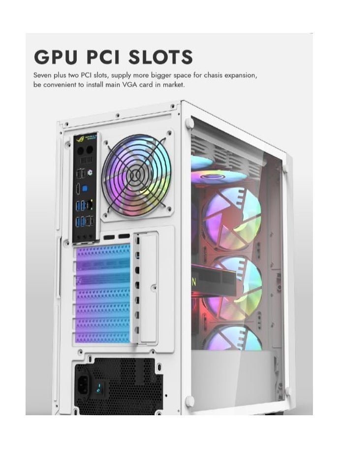 DarkFlash DK260 Air Mesh Mid-Tower Gaming Computer Case, ATX M-ATX ITX Gaming PC Case 4x Pre-Installed ARGB Fans, 360mm Radiator, 6x Fans Support, Steel and Tempered Glass, Graphics Card Support