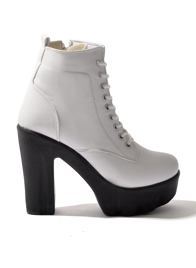 Run  Ankle Boot Leather Heel 7cm-White  - Image 4