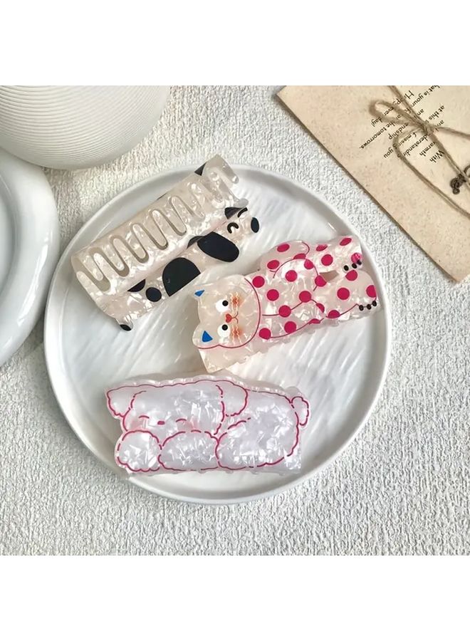 Doggy Dog Color Blocking Animal Hair Clip 4 33 Inch For Women Christmas Party Gift - Image 3
