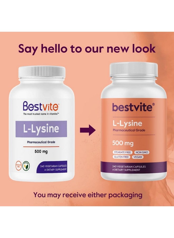 BESTVITE L-Lysine 500mg per Capsule (240 Vegetarian Capsules) - No Stearates - No Fillers - No Flow Agents - Vegan - Non GMO - Gluten Free - No Stearic Acid - No Dicalcium Phosphate - Image 3