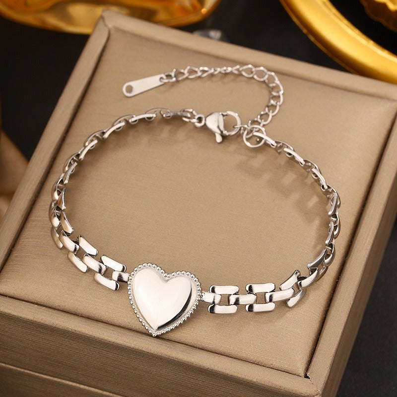 Vital Women's Vintage Titanium Steel Bracelet Set - Heart, Butterfly, Bow & Geometric Designs, Anniversary Gift
