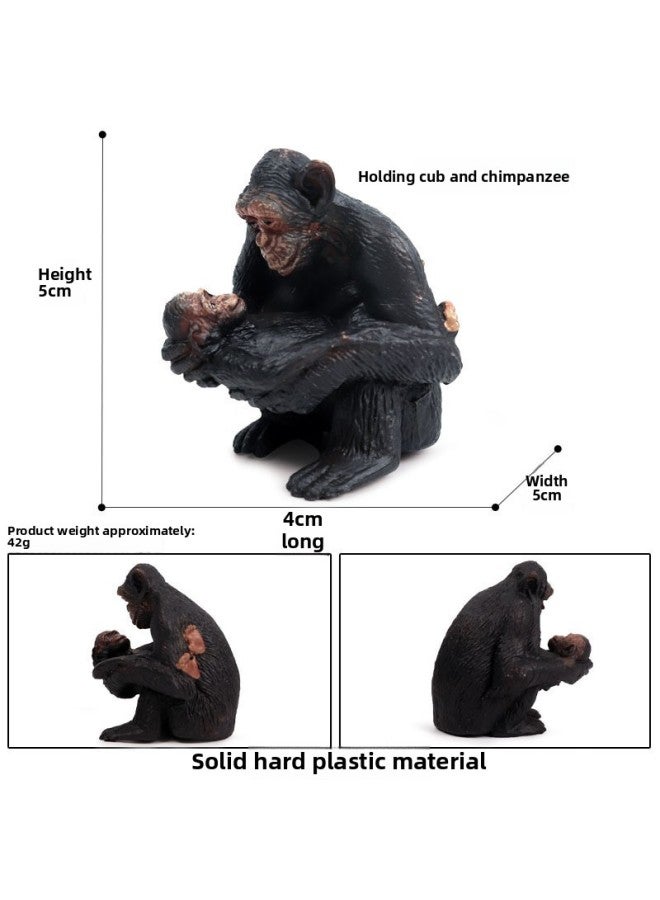 Children's Cognitive Solid Simulation Animal Model Gorilla Monkey Ape Wild Animal Plastic Model Toy Ornaments-Color:M-216 Baby-holding Chimp [04KG]]  - Image 1