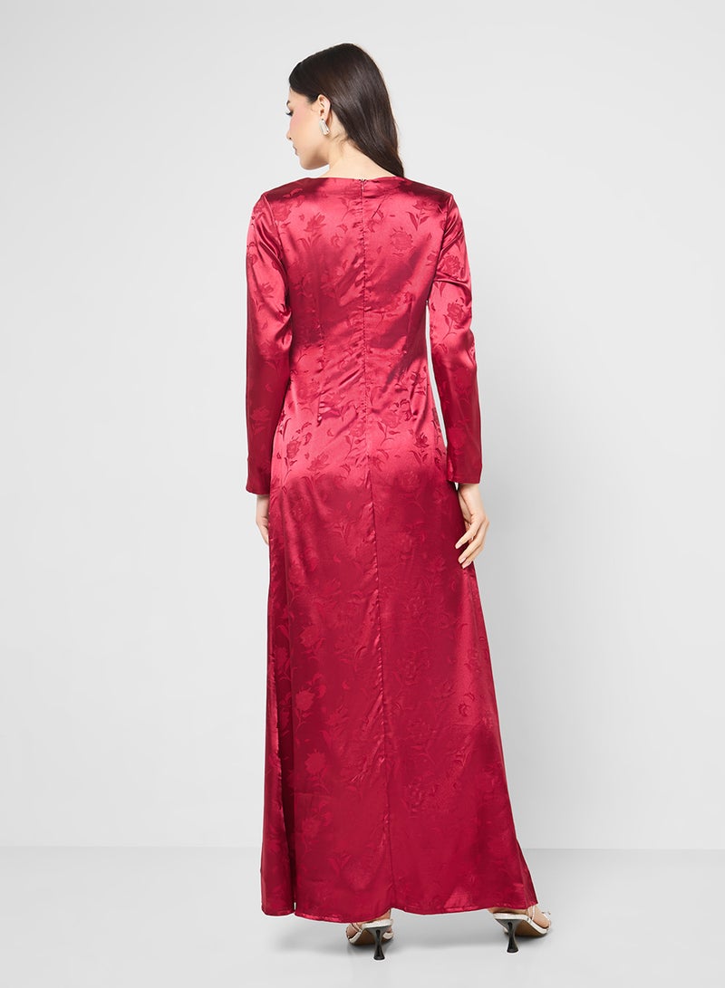 جينجر فستان بودي كون بنقوش الزهور المحروقة - Image 2