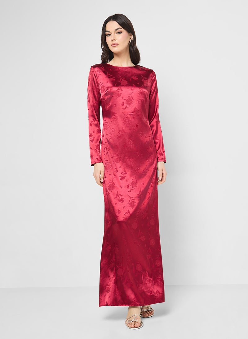 جينجر فستان بودي كون بنقوش الزهور المحروقة - Image 4