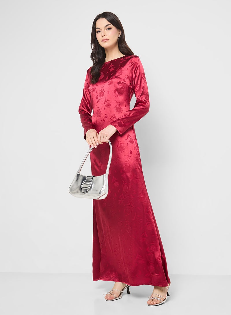 جينجر فستان بودي كون بنقوش الزهور المحروقة - Image 1