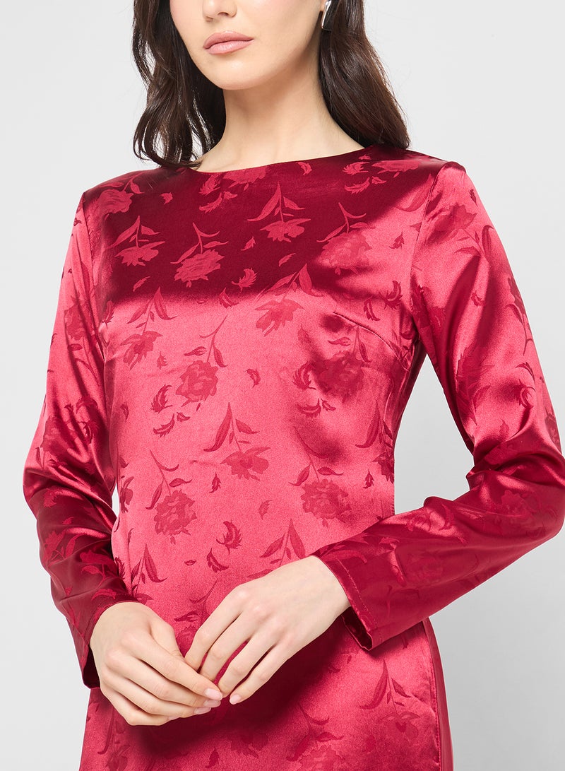 جينجر فستان بودي كون بنقوش الزهور المحروقة - Image 3