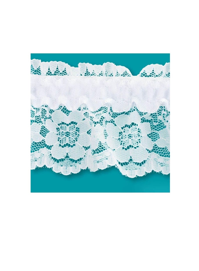 Elasticized Bridal Garter Lace Trim 2-3/8 inch White - Image 1