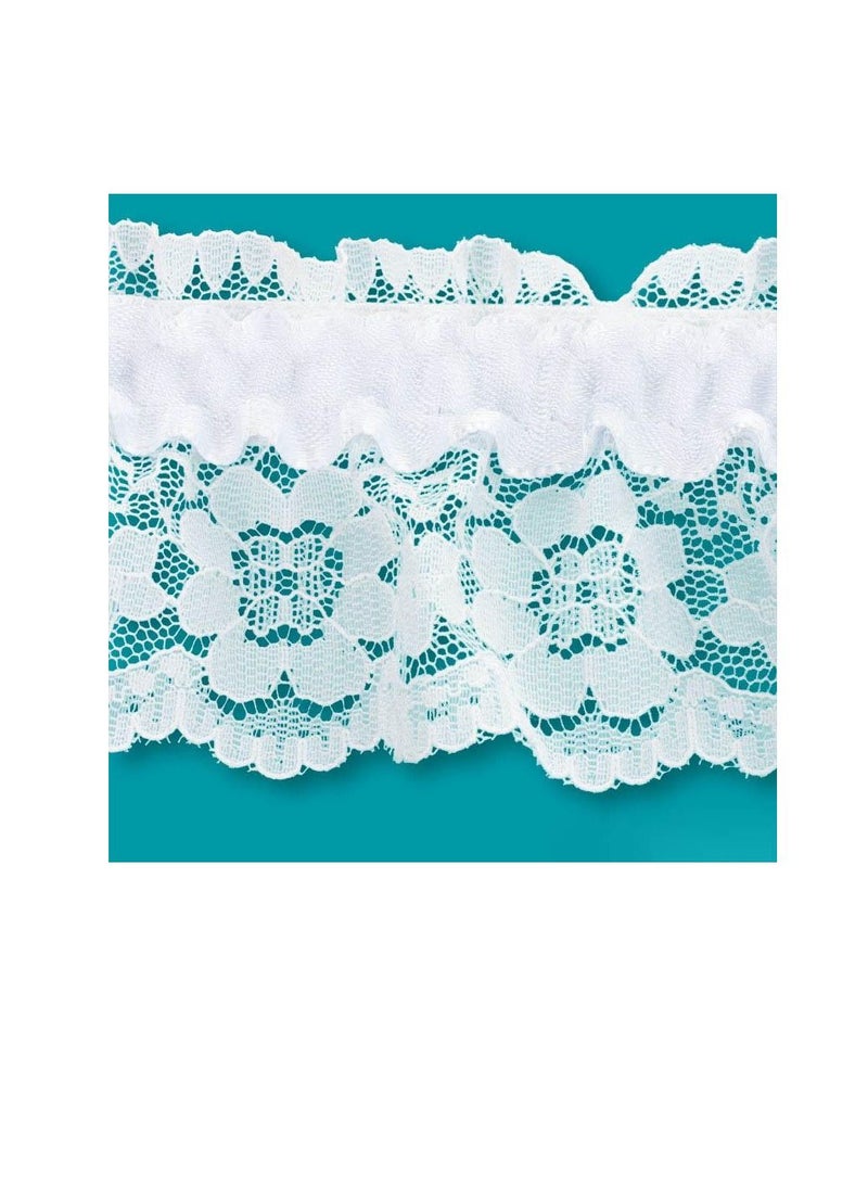 Elasticized Bridal Garter Lace Trim 2-3/8 inch White - Image 2