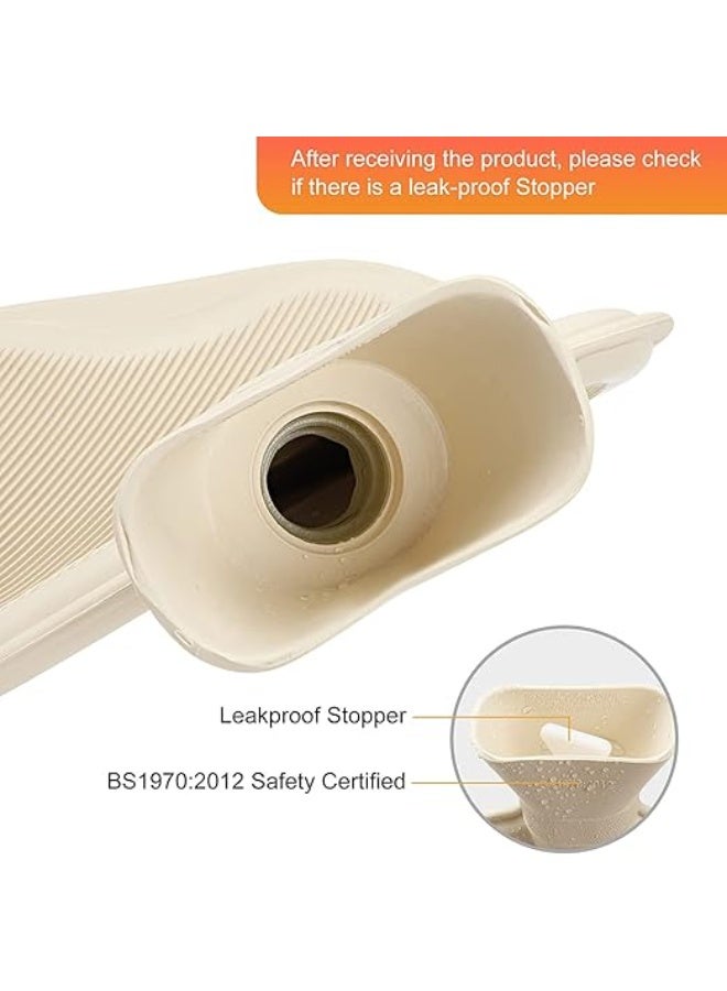 قربة ماء ساخن فاخرة من المطاط الطبيعي مع غطاء صوف ناعم - سعة كبيرة 2 لتر لتدفئة تدوم طويلاً - مثالية لتخفيف الآلام والراحة والتدفئة في الشتاء - Image 2