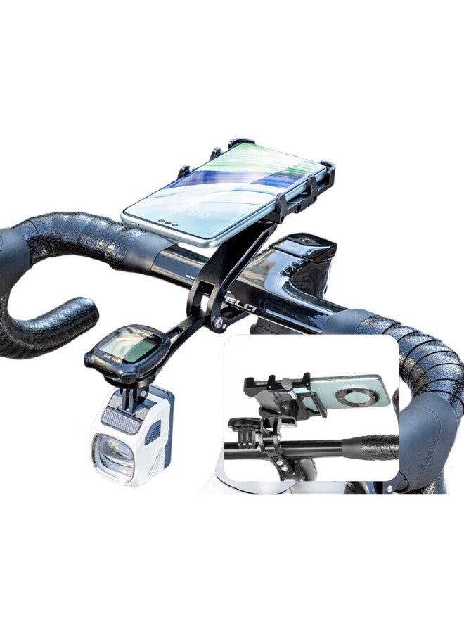 SolarStorm Bicycle Phone Mount, Road Bike Integrated Handlebar Computer Mount, Aluminum Alloy Phone Holder, Multifunctional Three-In Mount, Bike Light, Gopro Mount, Navigation-Specific Extension Bracket - Image 2