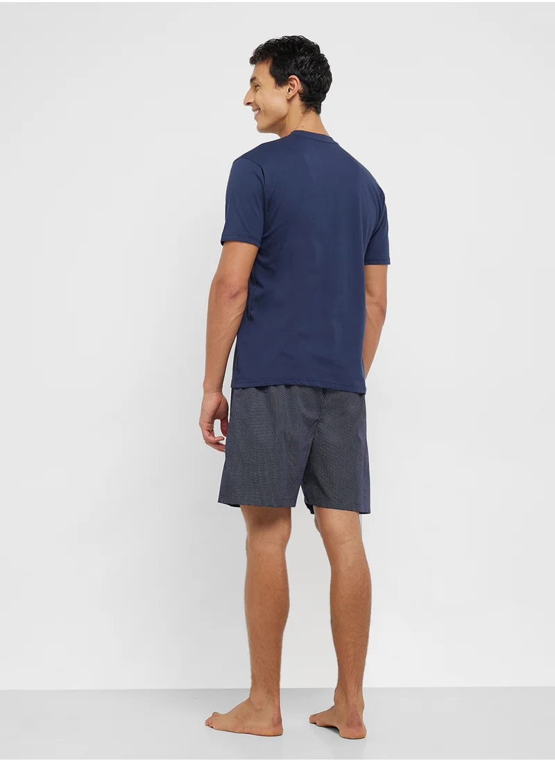 سفنتي فايف Nightwear T-Shirt & Shorts Set