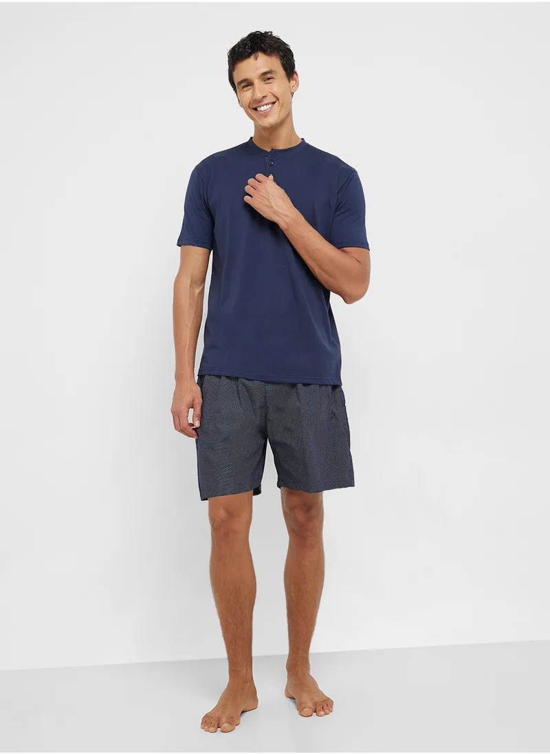 سفنتي فايف Nightwear T-Shirt & Shorts Set