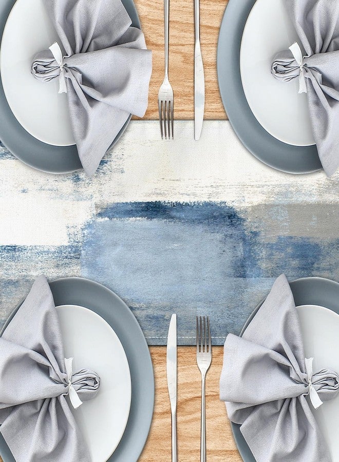 AILUER White Gray Table Runners Modern Art Farmhouse Linen Table Runners Dresser Scarves Retro Rustic Style for Party Kitchen Dining Table Coffee Holiday Party Decor (13"x 36") - Image 3