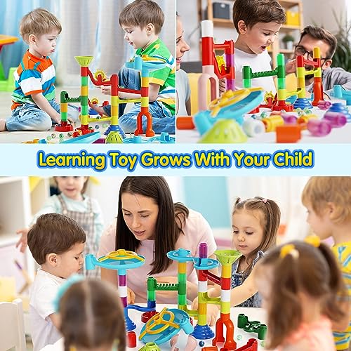 MaxTronic Marble Run Toy 110pcs Marble Maze Kit STEM Educational Learning Toy for Kids Mable Race Construction Railway Building Blocks with 60 Marbles Birthday Gift for Boys Girls 312 Years Old - Image 3