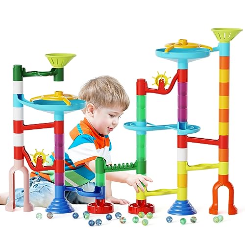 MaxTronic Marble Run Toy 110pcs Marble Maze Kit STEM Educational Learning Toy for Kids Mable Race Construction Railway Building Blocks with 60 Marbles Birthday Gift for Boys Girls 312 Years Old - Image 1