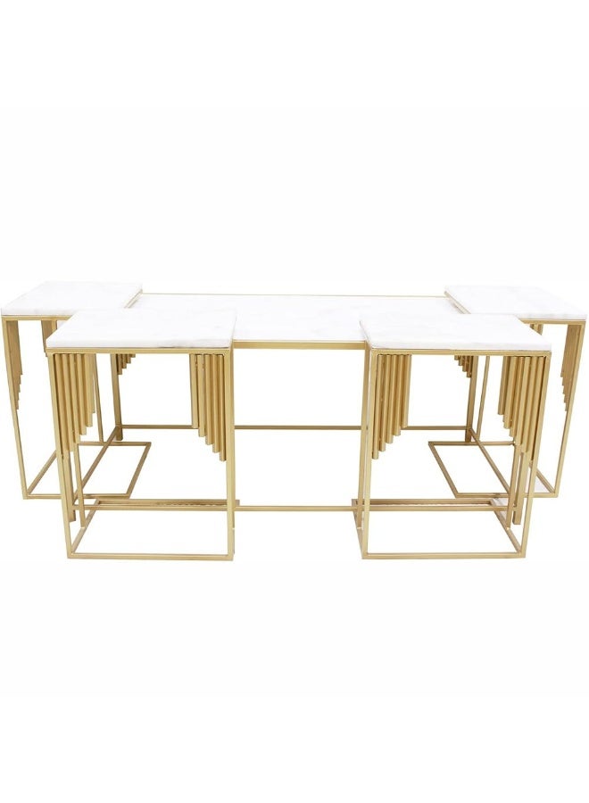 Hometaste Contemporary Metal Nesting Coffee Table Set 5Piece Modern Design For Living Rooms And More Style 1