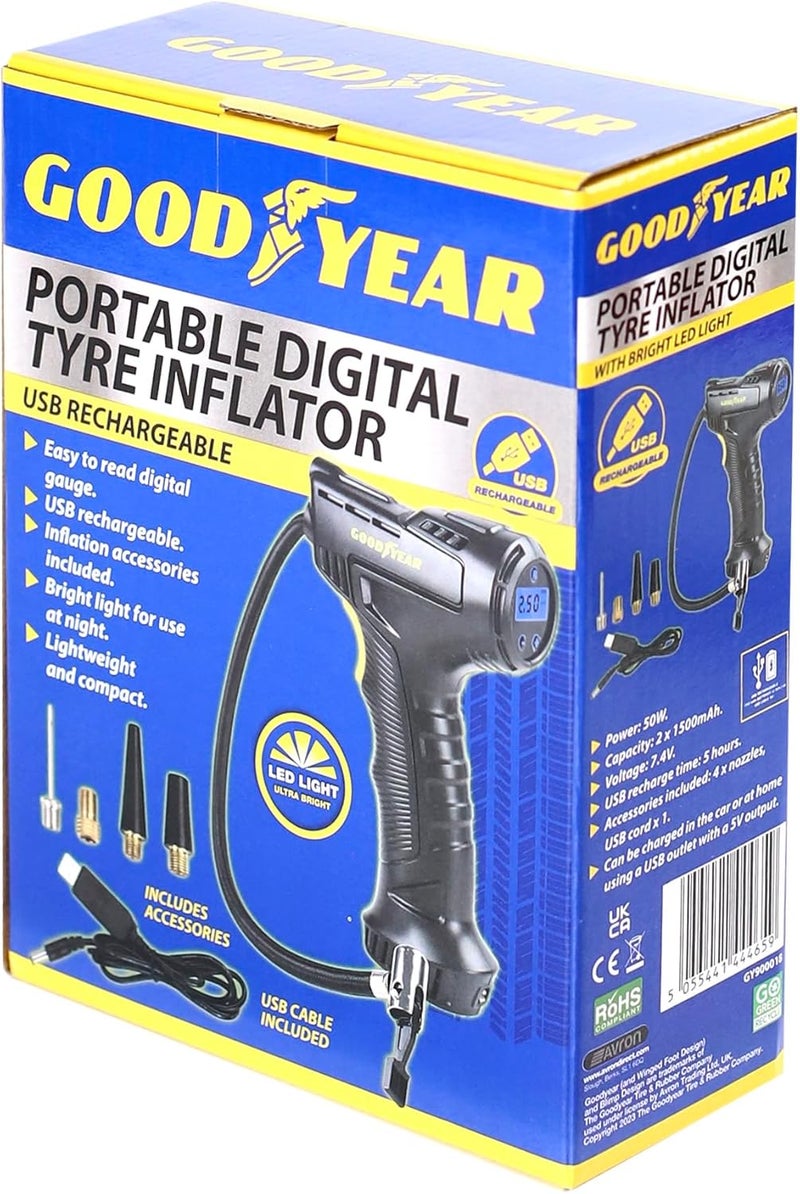 Goodyear Heavy Duty Pro Tyre Inflator - 12V, 100 PSI, Durable and Efficient - Image 2