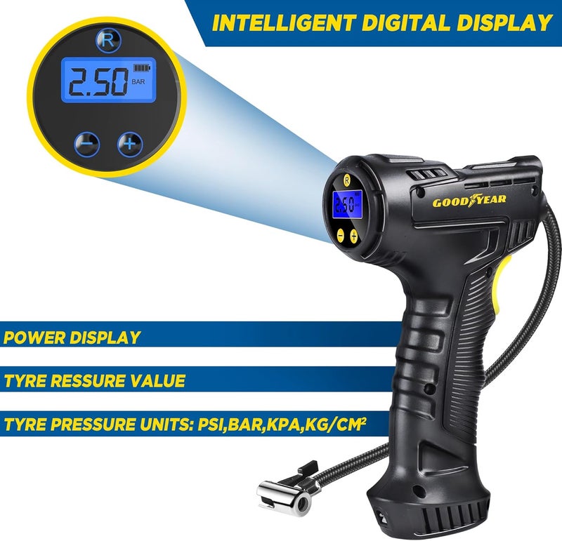 Goodyear Heavy Duty Pro Tyre Inflator - 12V, 100 PSI, Durable and Efficient - Image 5